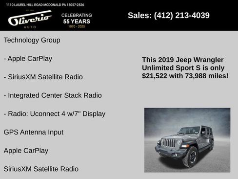 Used 2019 Jeep Wrangler Unlimited Sport S image 10