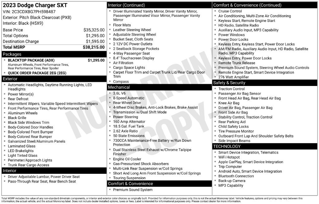 Used 2023 Dodge Charger SXT w/ Blacktop Package RWD image 32