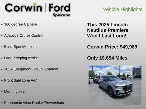 Used 2025 Lincoln Nautilus Premier w/ Equipment Group 102A AWD/4WD image 6