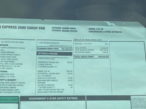 New 2025 Chevrolet Express 2500 w/ Driver Convenience Package RWD image 22