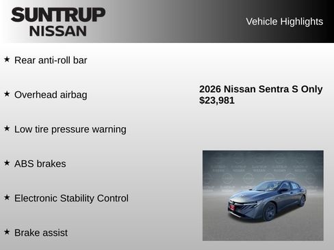 Used 2026 Nissan Sentra S w/ Floor Mat Package FWD image 23