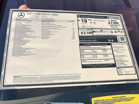 New 2027 Mercedes-Benz S 580 4MATIC Sedan image 18