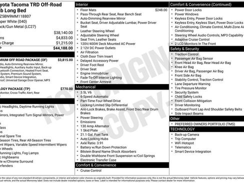Used 2021 Toyota Tacoma TRD Off-Road w/ TRD Premium Off Road Package AWD/4WD image 33