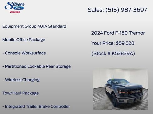 Certified 2024 Ford F150 Tremor w/ Bed Utility Package AWD/4WD image 8