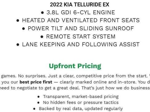 Used 2022 Kia Telluride EX w/ EX Premium Package FWD image 2