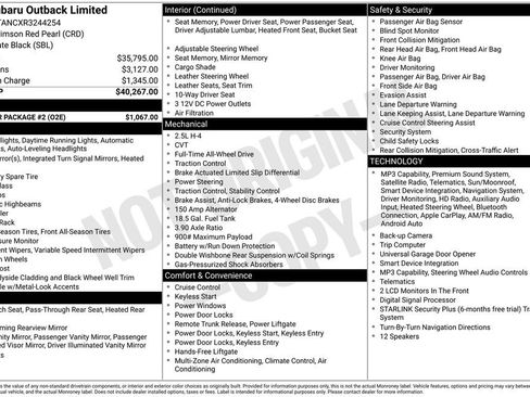 Used 2024 Subaru Outback Limited w/ Popular Package #2 AWD/4WD image 42