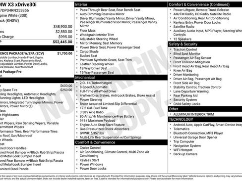 Used 2024 BMW X3 xDrive30i w/ Convenience Package w/ZPA image 11