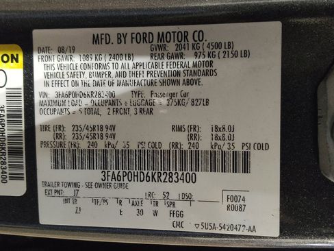 Used 2019 Ford Fusion SE w/ Equipment Group 151A FWD image 33
