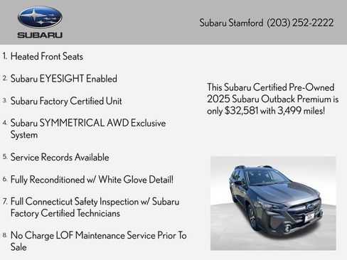 Certified 2025 Subaru Outback Premium AWD/4WD image 2