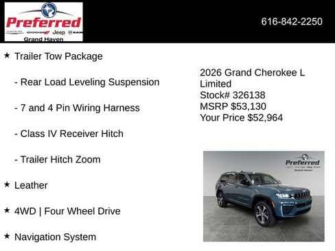 New 2026 Jeep Grand Cherokee L Limited AWD/4WD image 6