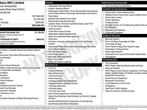 Used 2017 Subaru BRZ Limited w/ Performance Package RWD image 11