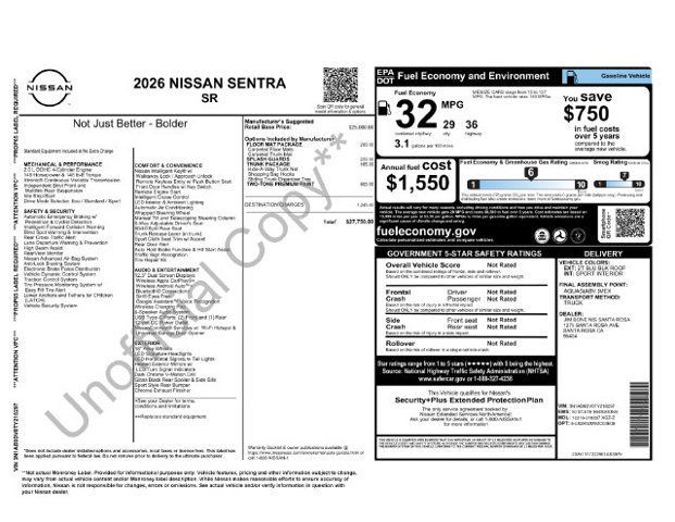 Used 2026 Nissan Sentra SR w/ Floor Mat Package FWD image 2