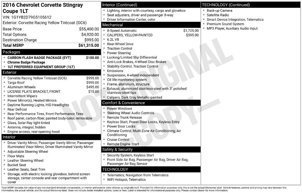 Used 2016 Chevrolet Corvette Stingray Coupe w/ Carbon Flash Badge Package RWD image 41