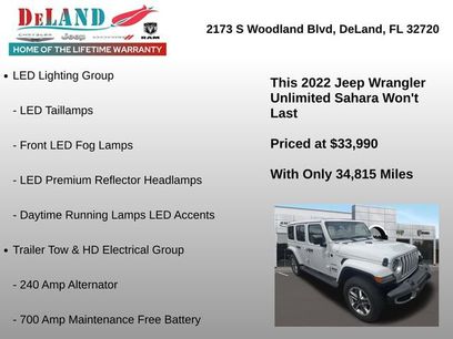 Used 2022 Jeep Wrangler Unlimited Sahara w/ LED Lighting Group