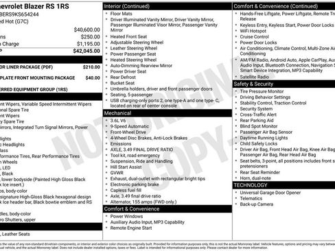 Certified 2019 Chevrolet Blazer RS w/ LPO, Floor Liner Package image 9