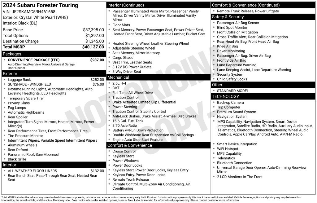 Used 2024 Subaru Forester Touring w/ Convenience Package AWD/4WD image 39