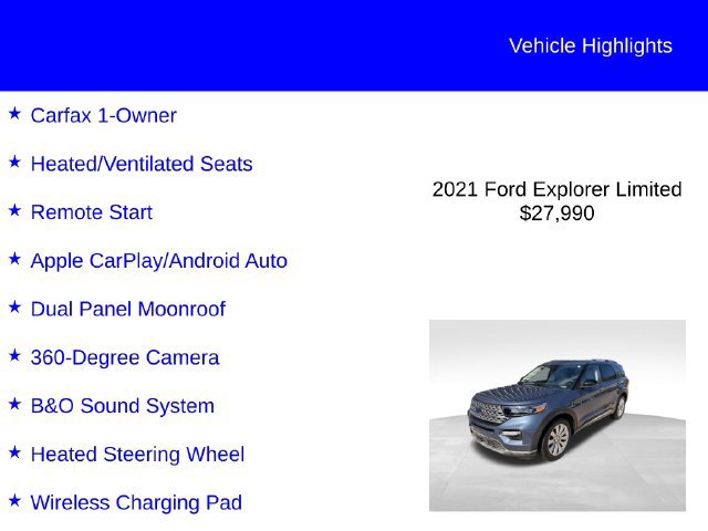 Used 2021 Ford Explorer Limited w/ Equipment Group 301A RWD image 2
