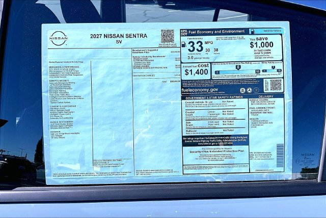 New 2027 Nissan Sentra SV w/ Floor Mat Package FWD image 12