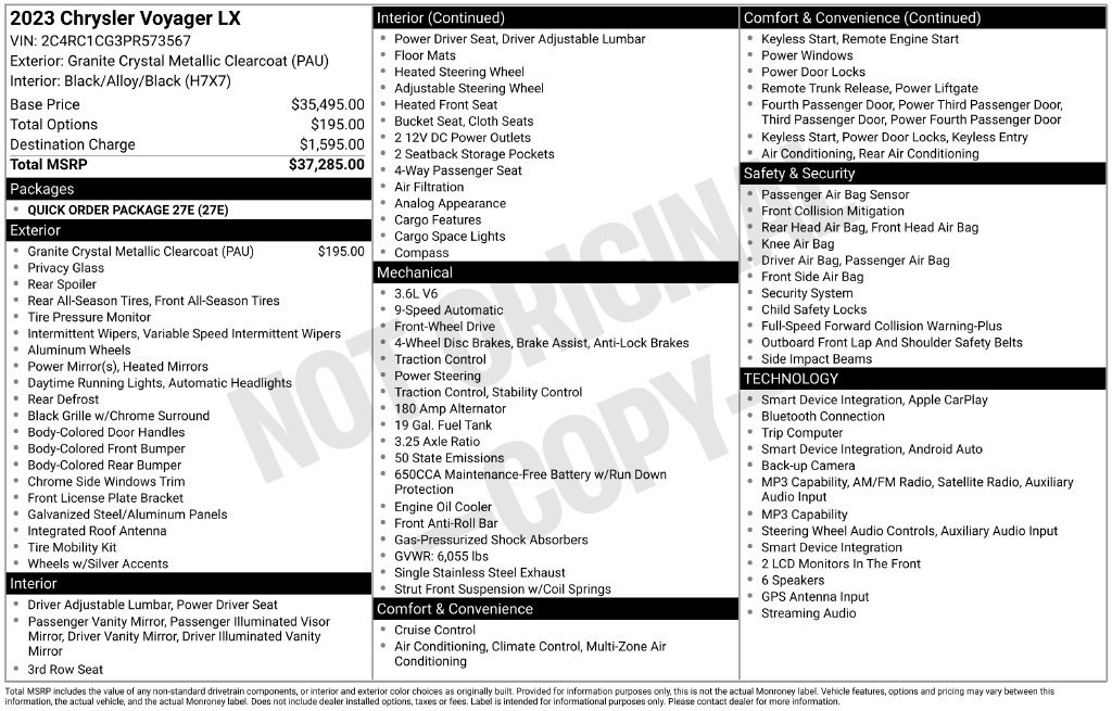 Used 2023 Chrysler Voyager LX FWD image 21