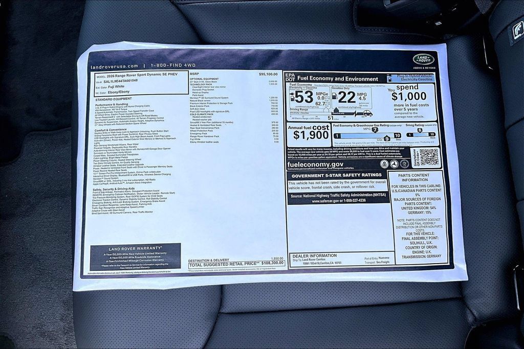 New 2026 Land Rover Range Rover Sport Dynamic SE AWD/4WD image 14