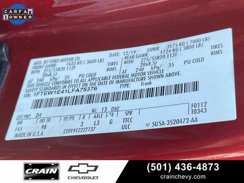 Used 2020 Ford F150 Platinum w/ Equipment Group 701A Luxury image 36