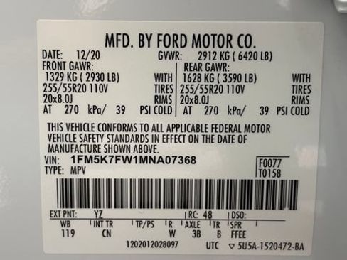 Used 2021 Ford Explorer Limited w/ Hybrid Equipment Group 310A RWD image 53