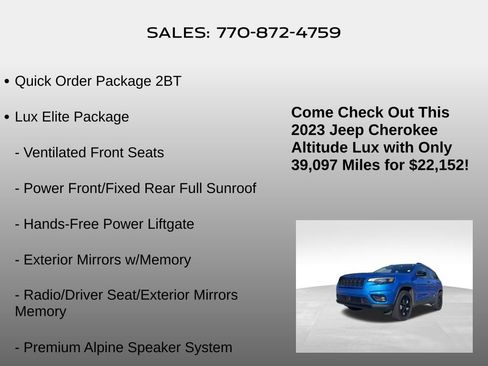 Used 2023 Jeep Cherokee Altitude Lux w/ Lux Elite Package image 5