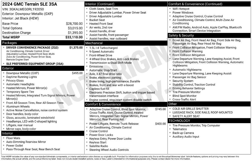 Used 2024 GMC Terrain SLE w/ Driver Convenience Package FWD image 10