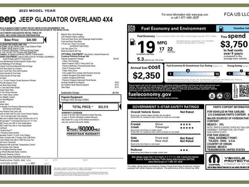 Certified 2023 Jeep Gladiator Overland w/ Popular Equipment Package AWD/4WD image 4