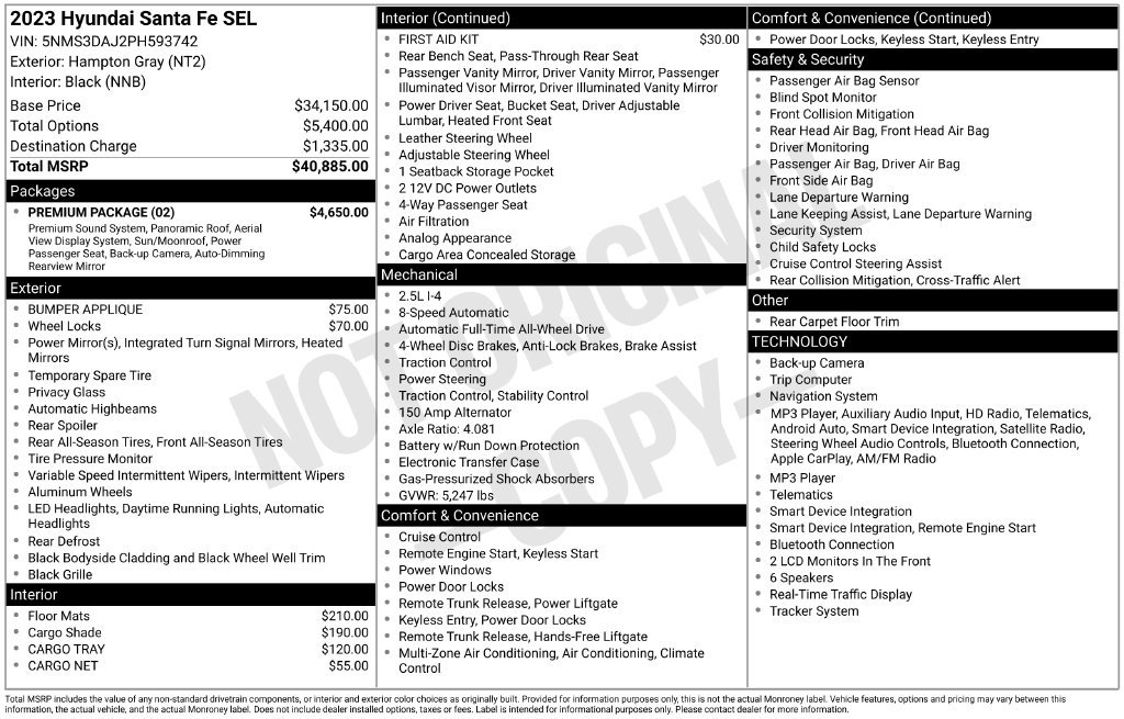 Used 2023 Hyundai Santa Fe SEL w/ Premium Package AWD/4WD image 18