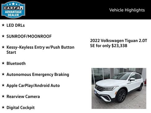 Certified 2022 Volkswagen Tiguan SE w/ Panoramic Sunroof Package AWD/4WD image 4
