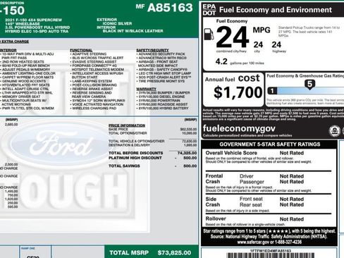 Used 2021 Ford F150 Platinum w/ Equipment Group 701A High image 15