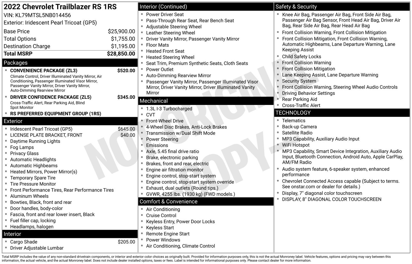 Used 2022 Chevrolet TrailBlazer RS w/ Convenience Package FWD image 10