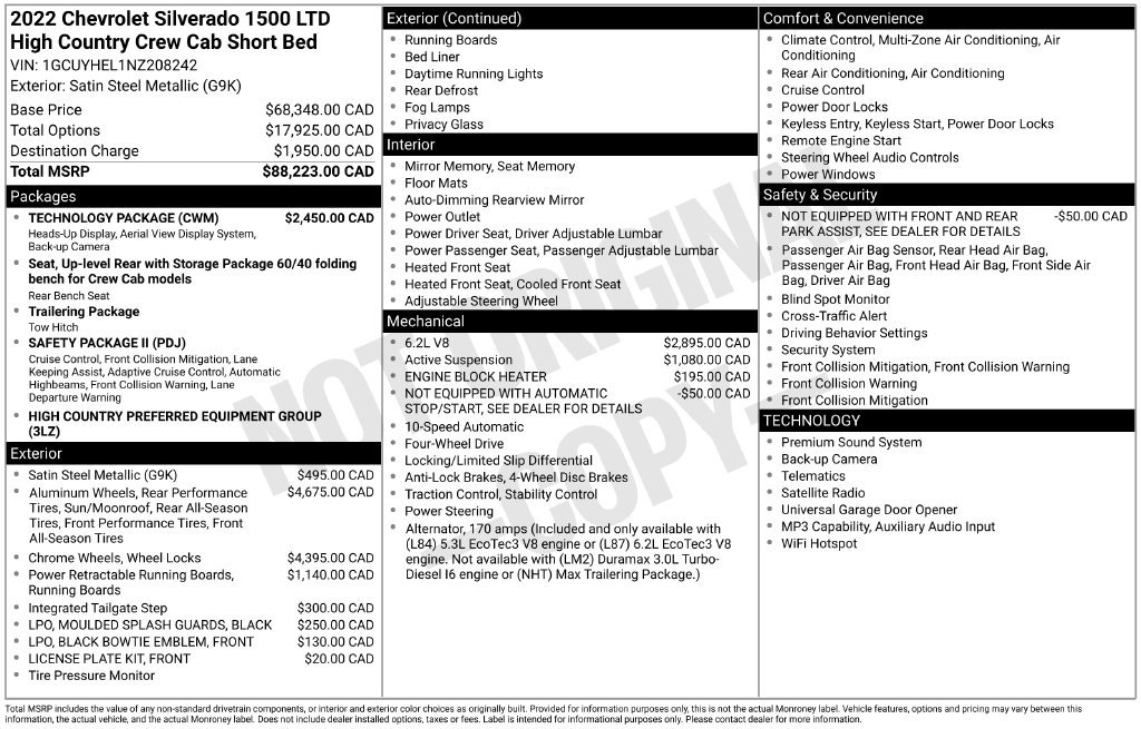 Used 2022 Chevrolet Silverado 1500 High Country w/ Technology Package AWD/4WD image 2