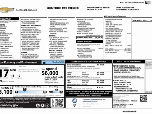New 2025 Chevrolet Tahoe Premier w/ Sun And Tow Package image 4