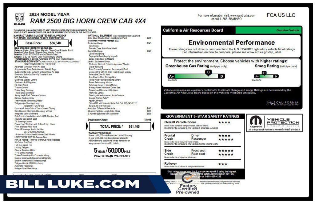 Certified 2024 RAM 2500 Big Horn w/ Bed Utility Group AWD/4WD image 1