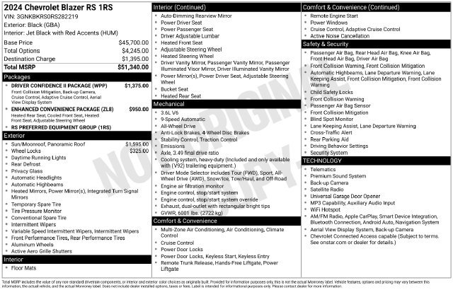 Used 2024 Chevrolet Blazer RS w/ Driver Confidence II Package AWD/4WD image 31