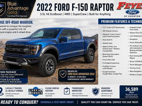 Certified 2022 Ford F150 Raptor AWD/4WD image 2