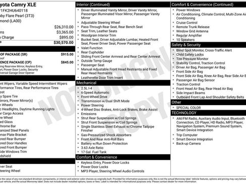Used 2017 Toyota Camry XLE w/ Moonroof Package FWD image 31