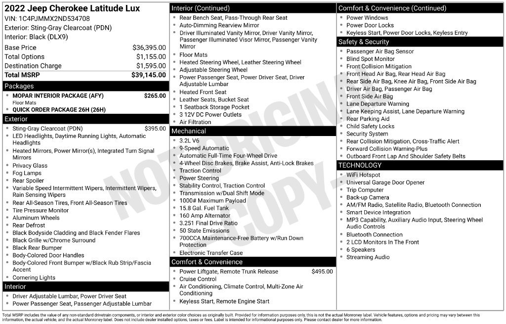 Used 2022 Jeep Cherokee Latitude Lux w/ Mopar Interior Package AWD/4WD image 2