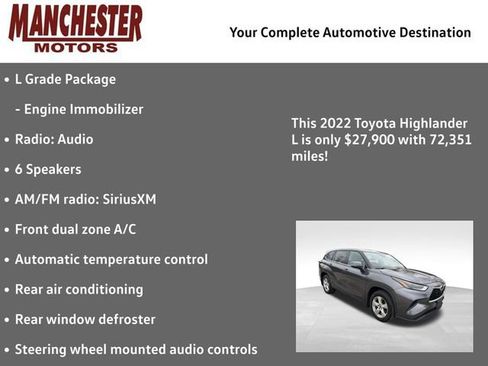 Used 2022 Toyota Highlander L AWD/4WD image 2