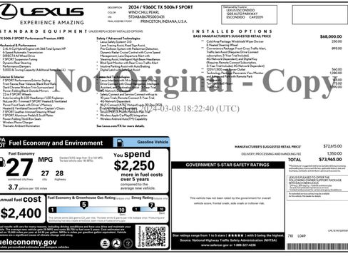Used 2024 Lexus TX 500h AWD w/ Technology Package image 58