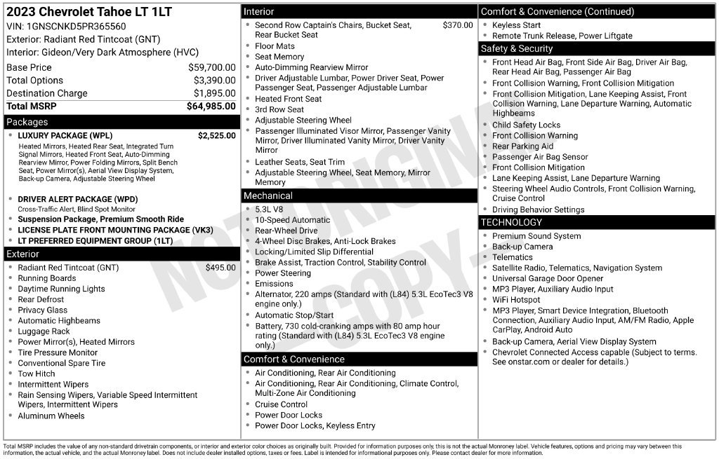 Used 2023 Chevrolet Tahoe LT w/ Luxury Package RWD image 6