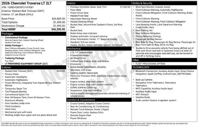 Certified 2026 Chevrolet Traverse LT AWD/4WD image 26