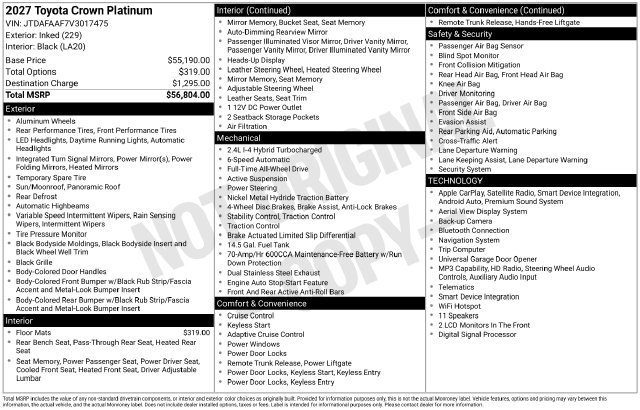 New 2027 Toyota Crown Platinum AWD/4WD image 32