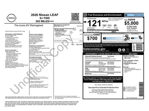 New 2026 Nissan Leaf S+ w/ Floor Mat Package (S+) image 5