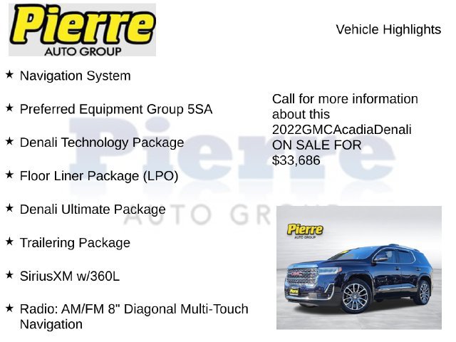 Used 2022 GMC Acadia Denali w/ Denali Ultimate Package AWD/4WD image 7