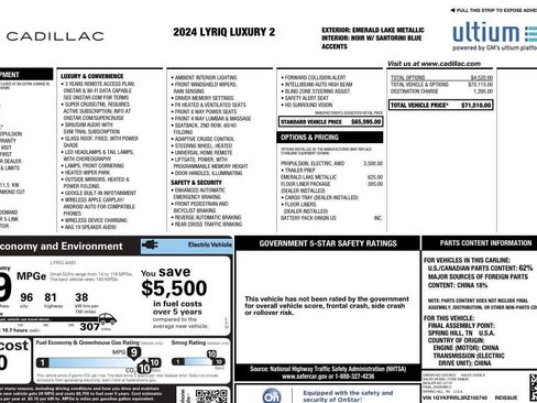 Certified 2024 Cadillac Lyriq Luxury w/ LPO, Floor Liner Package AWD/4WD image 30