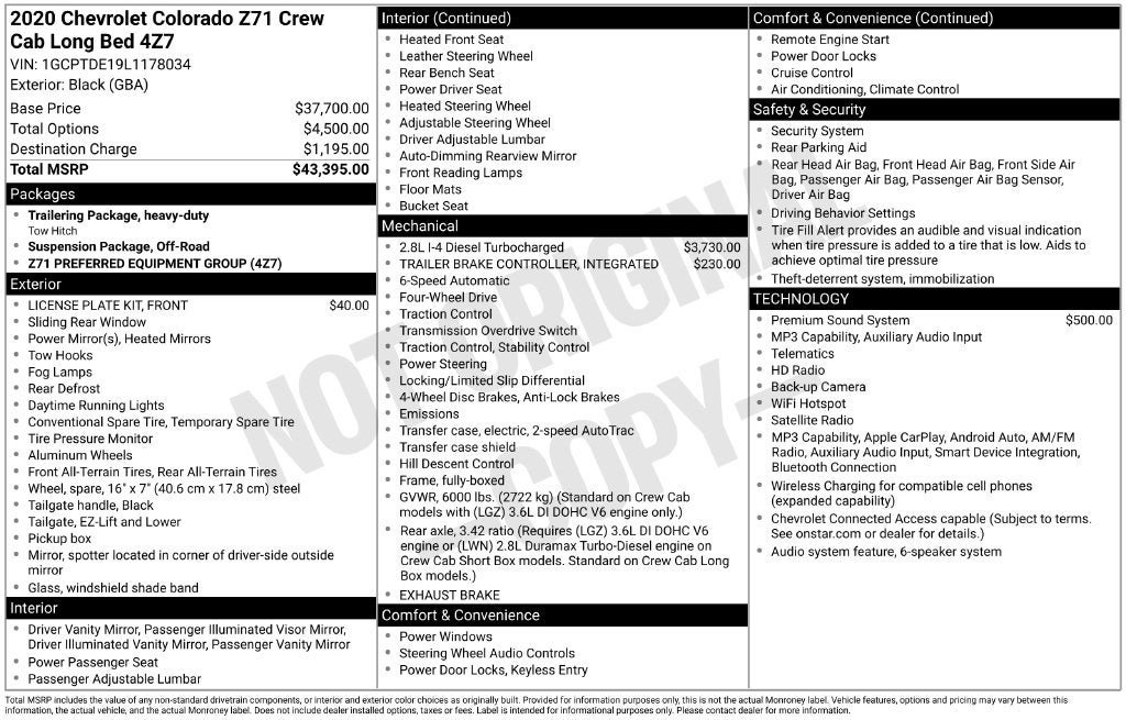 Used 2020 Chevrolet Colorado Z71 AWD/4WD image 3