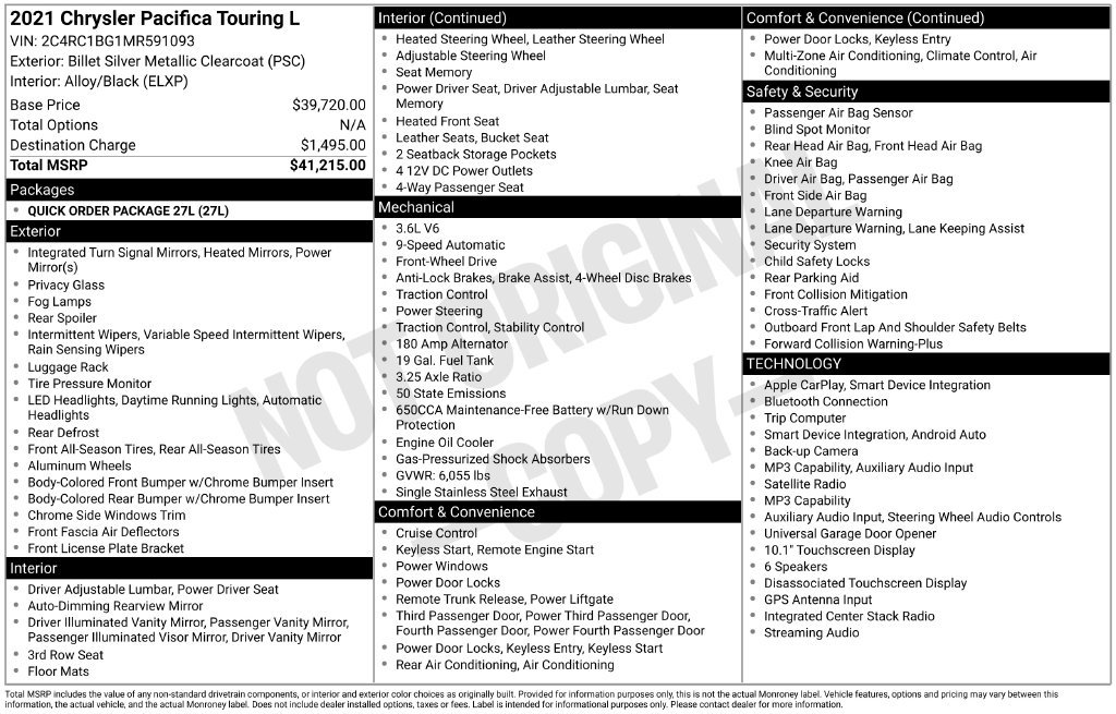 Used 2021 Chrysler Pacifica Touring-L FWD image 32